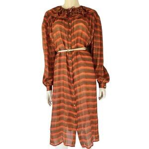 Rare vtg Valentino Studio Jack Mulqueen 70's semi sheer silk metallic M/6